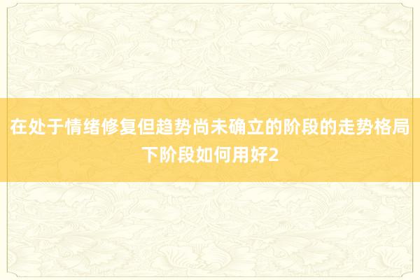 在处于情绪修复但趋势尚未确立的阶段的走势格局下阶段如何用好2
