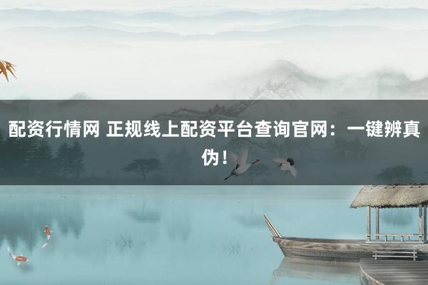 配资行情网 正规线上配资平台查询官网：一键辨真伪！